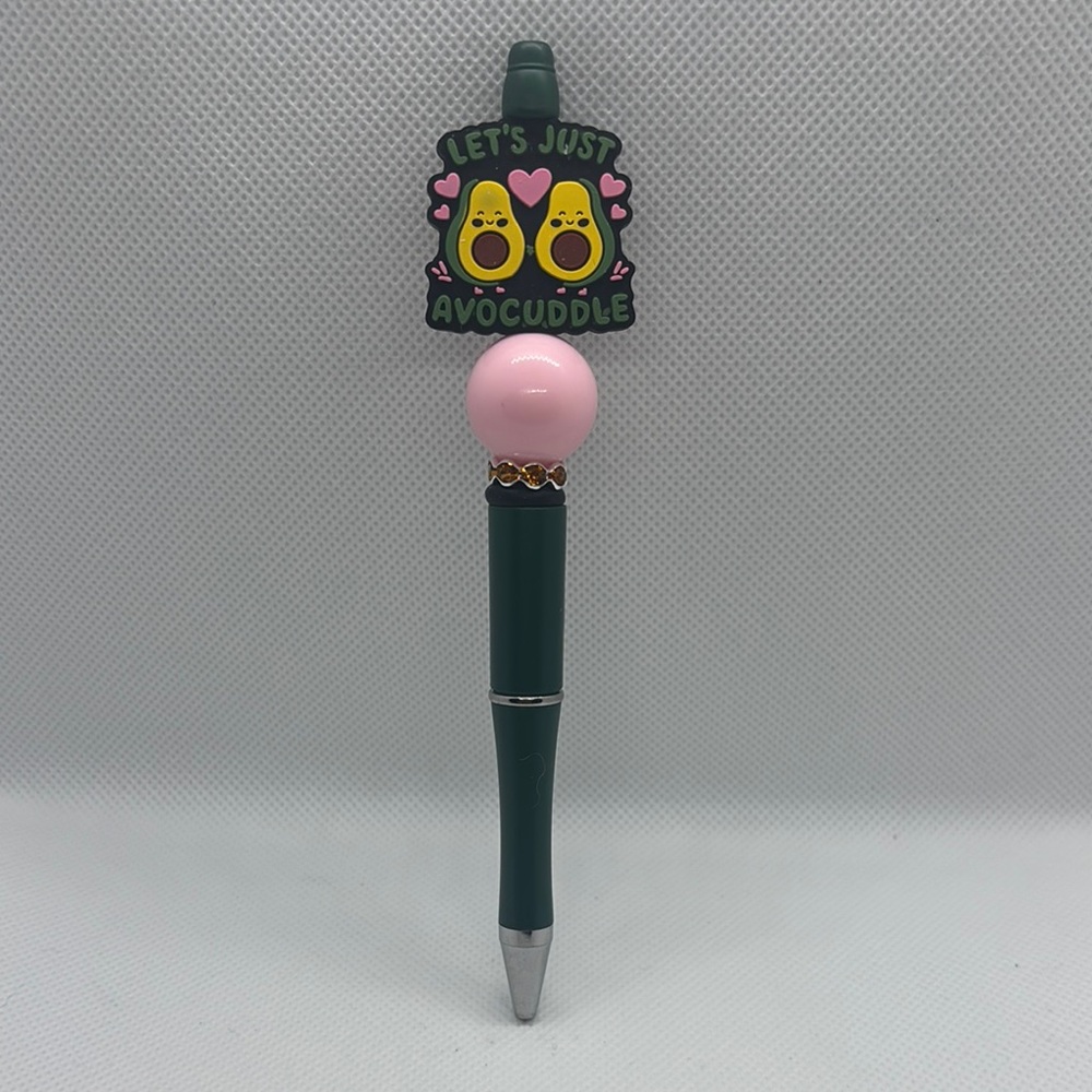 Handmade Silicone Focal Bead Avocuddle Green and Pink Pen